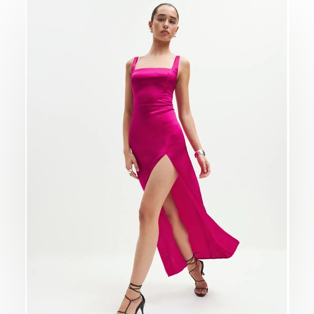 Reformation Solay Silk Dress Rhubarb - Size 10